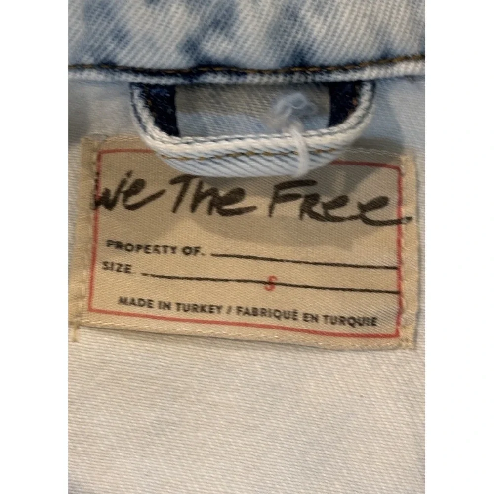 Free People‎ We The Free Destroyed Long & Lean Trucker Jacket Denim S Oversized - Picture 6 of 8